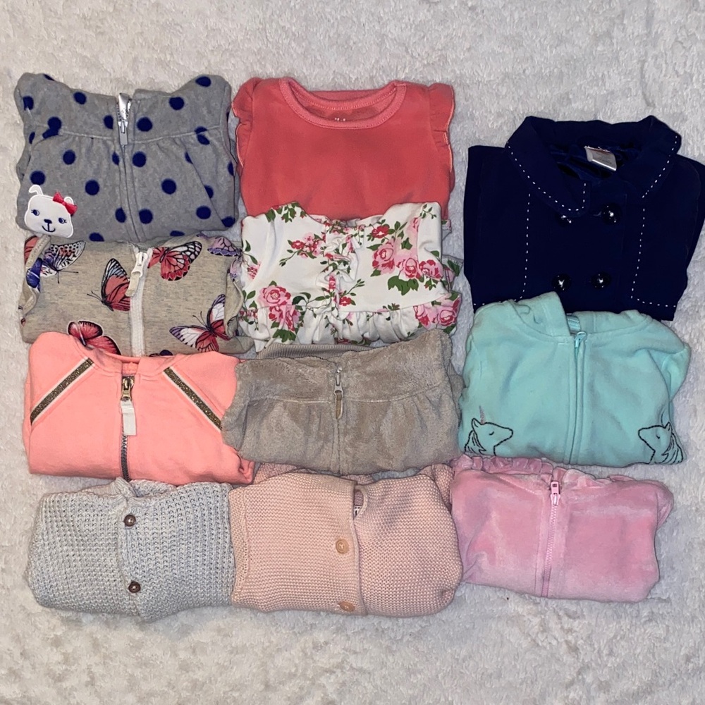 Assorted Girls' (Lot of 11) Long Sleeve Zipper Hoodies, Shirts, & Jacket